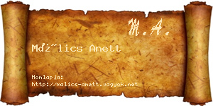 Málics Anett névjegykártya