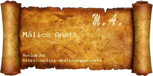 Málics Anett névjegykártya