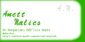 anett malics business card